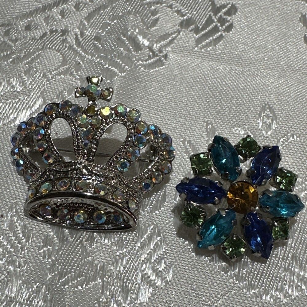 2 Pins Milt-stones And Clear Stones - Picture 9 of 10